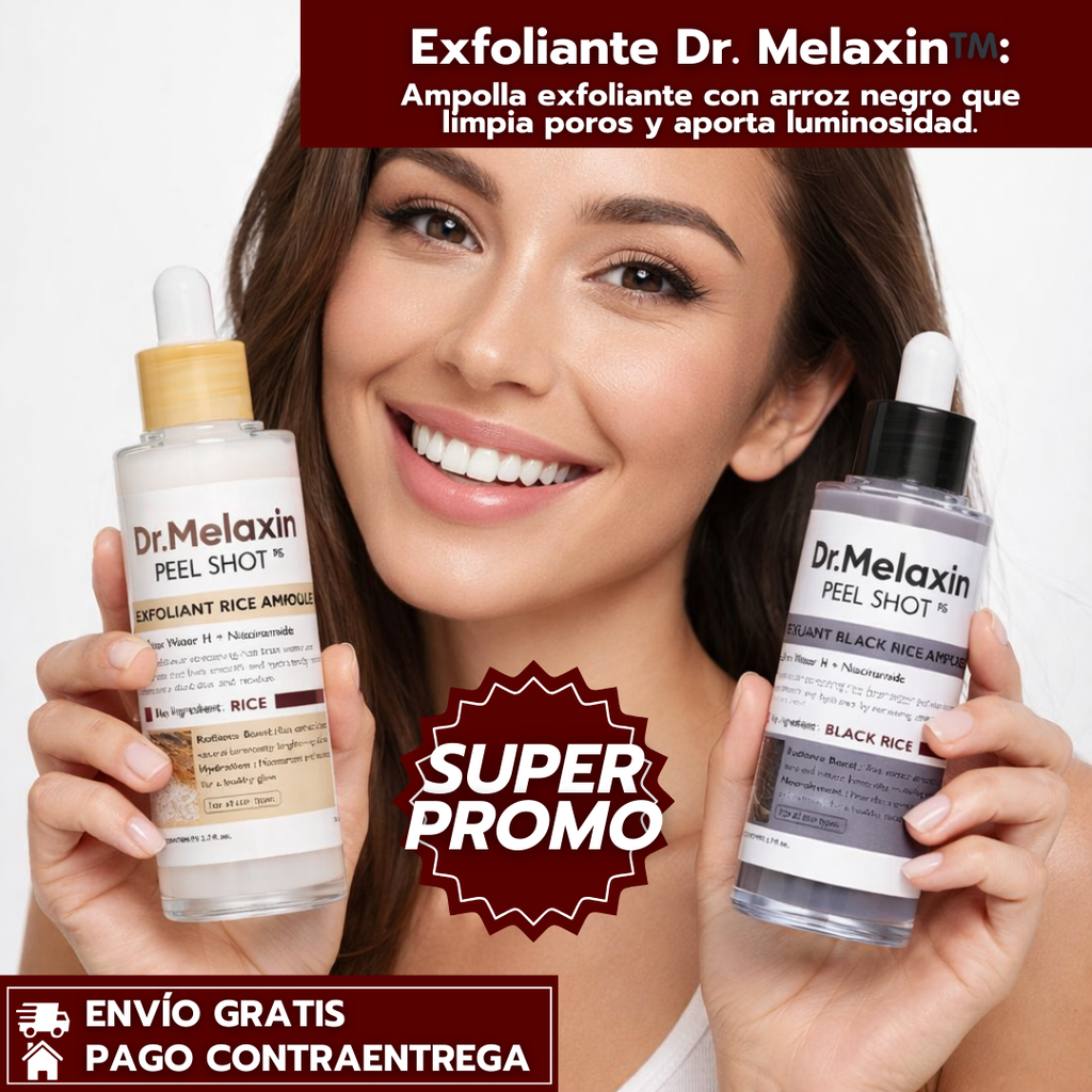 Exfoliante Dr. Melaxin™️:Ampolla exfoliante con arroz negro que limpia poros y aporta luminosidad.