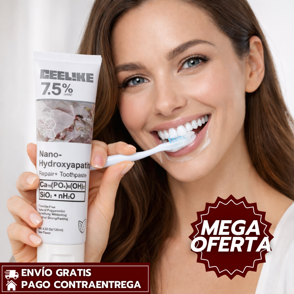 Pasta dental con hidroxiapatita™️: Pasta dental sin flúor que fortalece el esmalte y cuida encías sensibles.