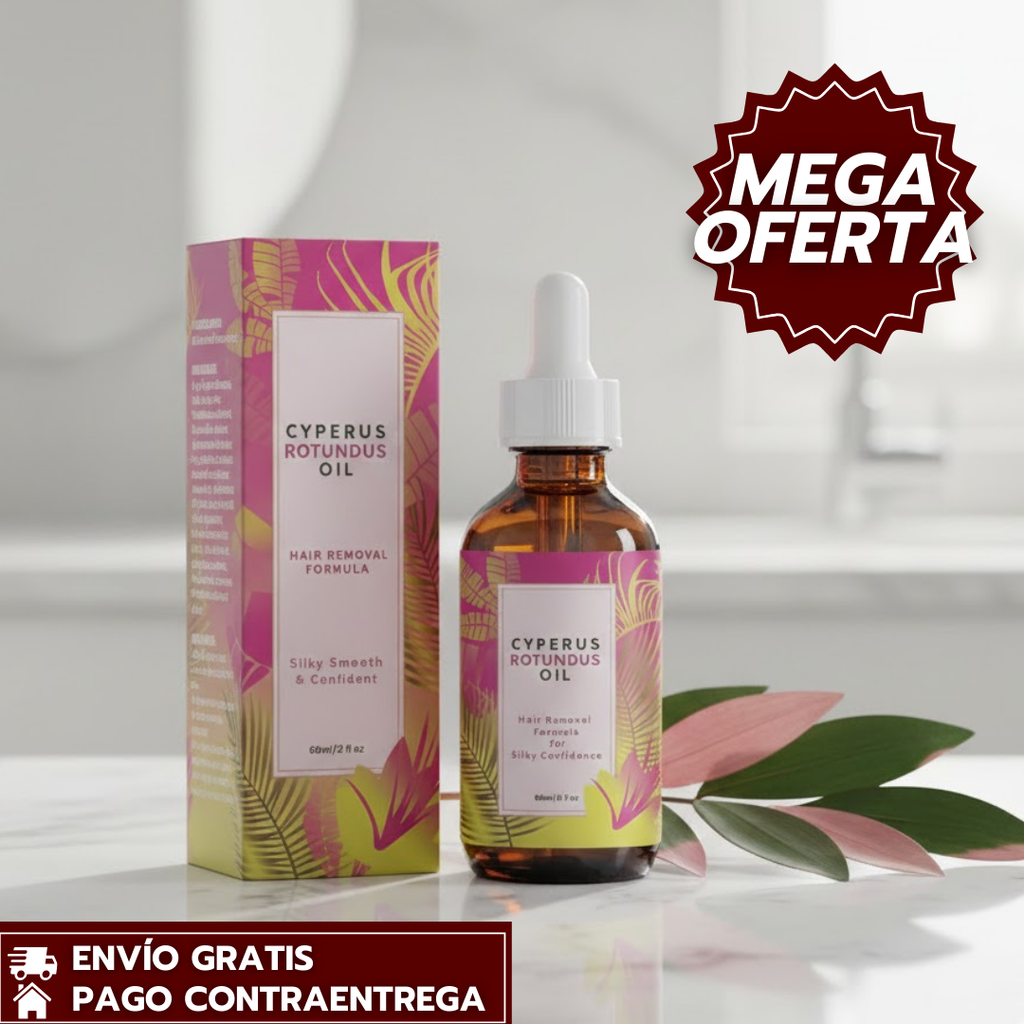 Aceite Cyperus™️: Aceite corporal con Cyperus Rotundus que hidrata la piel y ayuda a reducir progresivamente el crecimiento del vello.