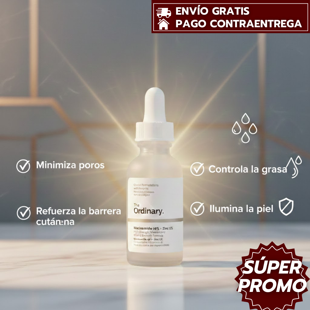 The ordinary Niacinamide™️:Serum con niacinamida y zinc que equilibra la piel, reduce poros y mejora su luminosidad.