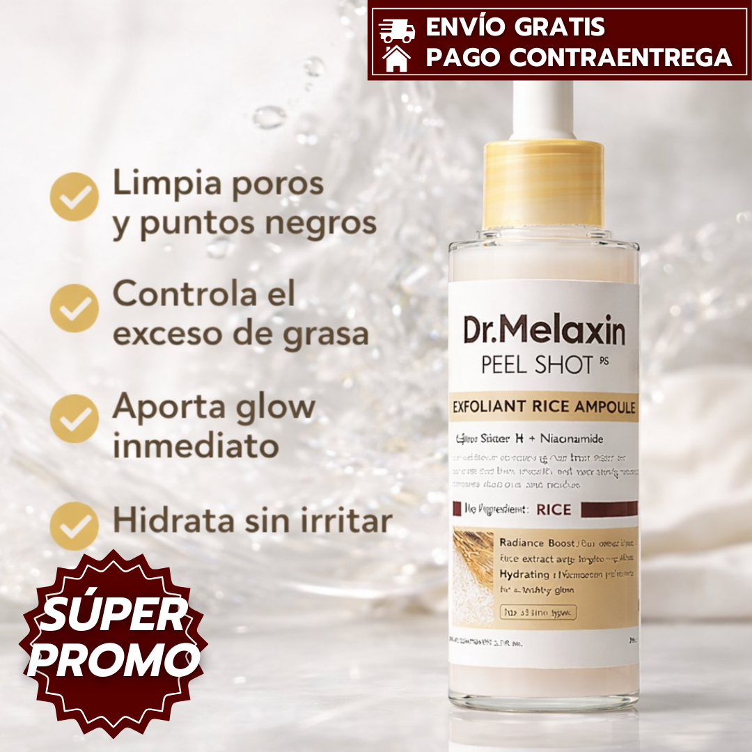 Exfoliante Dr. Melaxin™️:Ampolla exfoliante con arroz negro que limpia poros y aporta luminosidad.